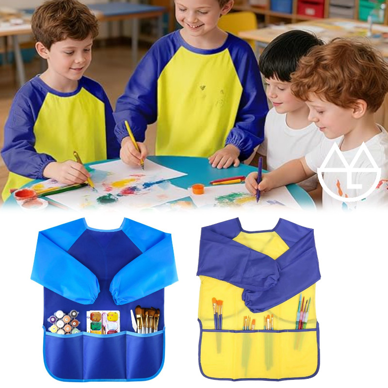 Apron Lukis Anak Celemek Melukis Kids Painting Apron Waterproof Kids Apron Art Smock Kids Lengan Pan