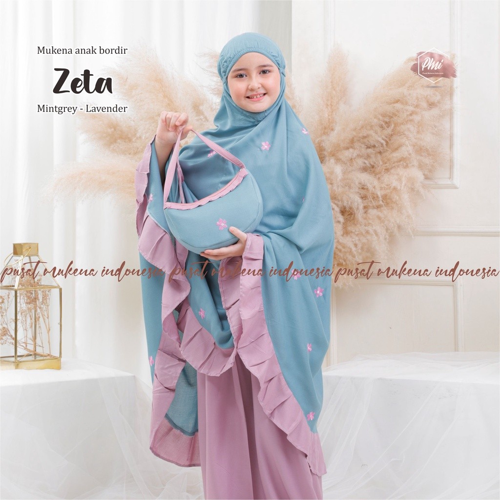 Pusat Mukena Indonesia - Mukena Anak Tanggung Rayon Bordir Zeta