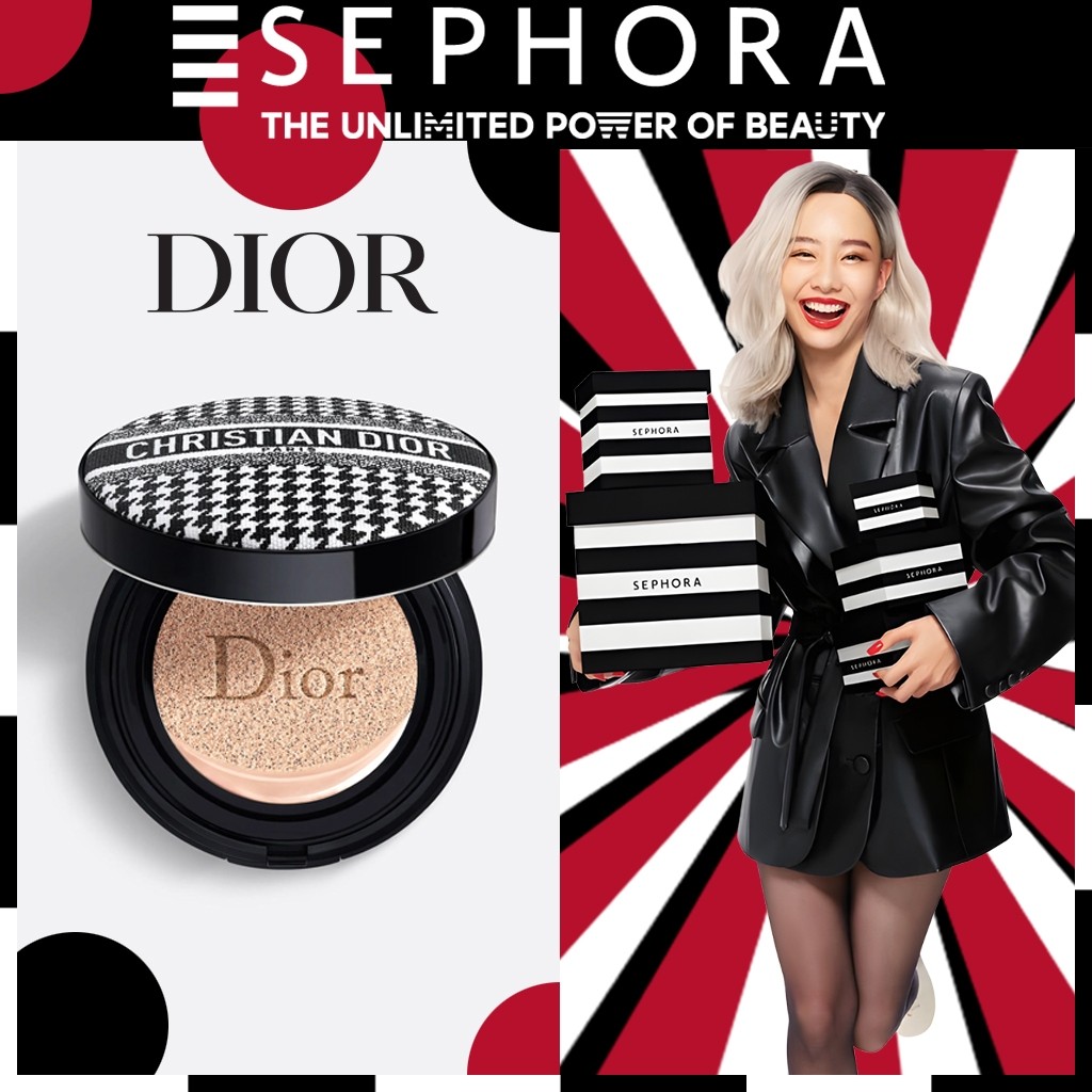 DIOR FOREVER COUTURE PERFECT CUSHION - NEW LOOK LIMITED EDITION/ADORNED WITH THE ICONIC HOUNDSTOOTH 