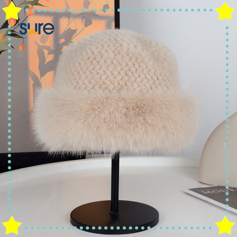 2025 New Korean Style Women's Hat Imitation Fox Fur Knitted Warm High Quality Mongolian Hat Face Sli