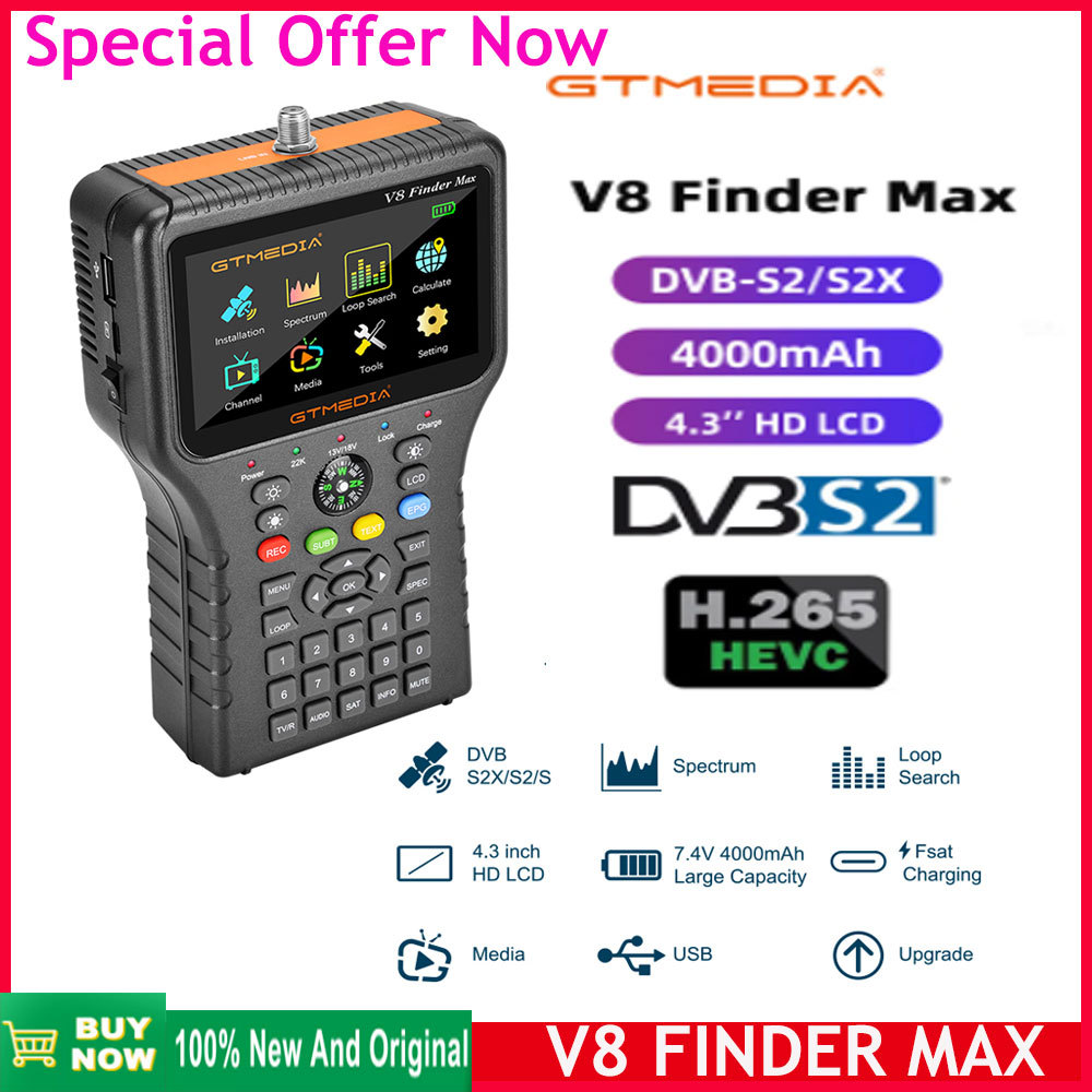 [Genuine]Newest GTMEA V8 Finder max Satellite Signal Finder DVB-S/S2/S2X H.264/H.265 Satellite meter