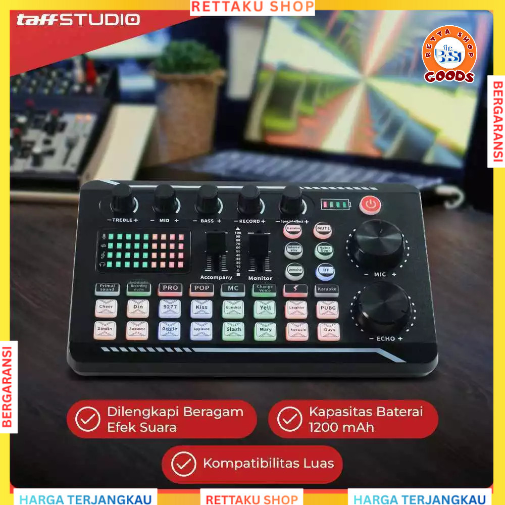 Pro Audio Bluetooth Mixer Sound Card Live Broadcast Karaoke Original TaffSTUDIO Terbaik F998