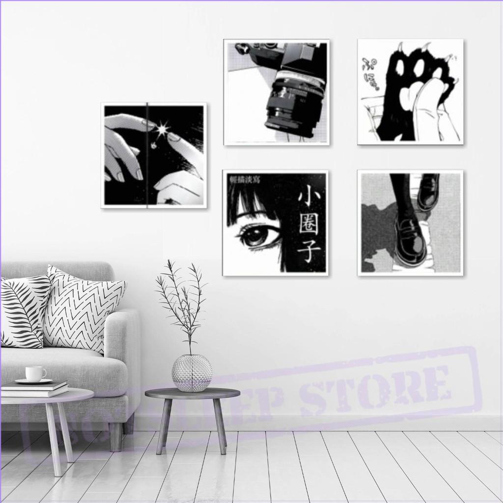 202  Hiasan dinding kamar Poster hitam putih anime Pop art bw   Poster Kayu Pajangan