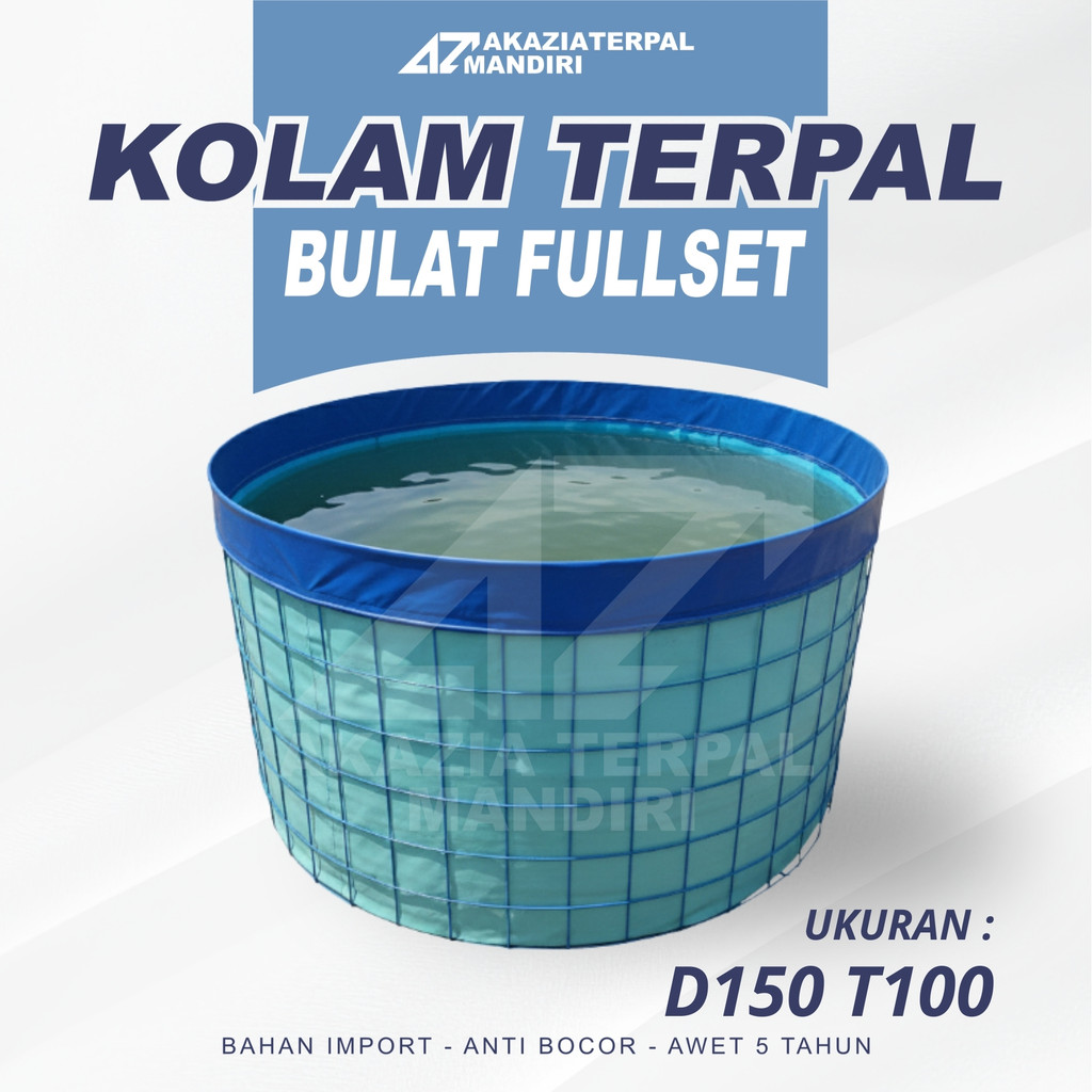 Kolam Terpal Bulat Fullset Diameter 1.5 Tinggi 1 Merk Orchid / Kolam Terpal Ikan Fulset Kerangka Bes