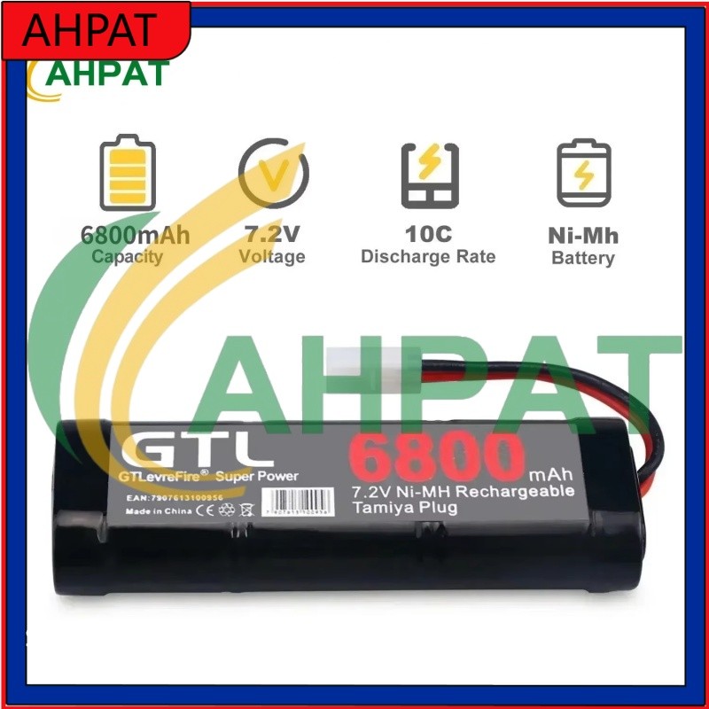 20267.2V 6800mAh NiMH Replacement RC Battery with Tamiya Discharge Connector for RC Toys Racing Cars