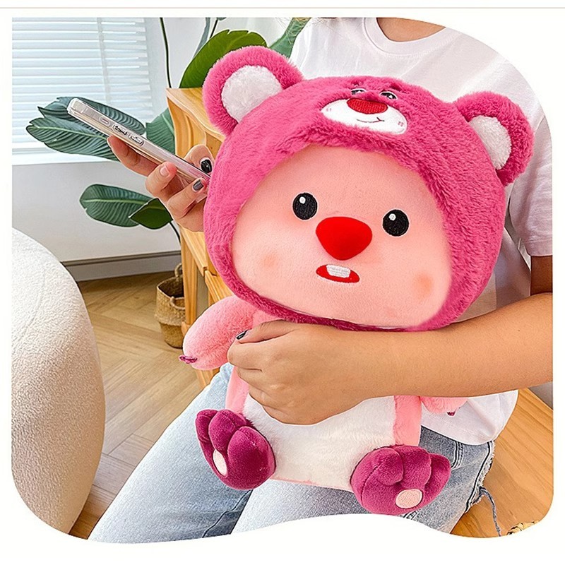 MINISO transforms into Strawberry Bear Beaver Doll, Ruby Doll, Cartoon Loopy Plush Toy