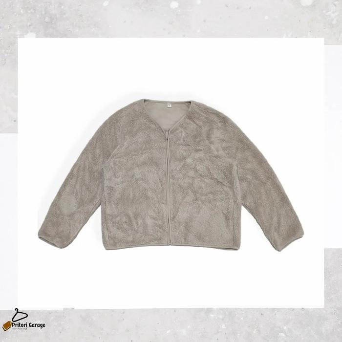 Windbreaker Fleece Wool Sherpa Jacket Uniqlo Oversize Light Brown