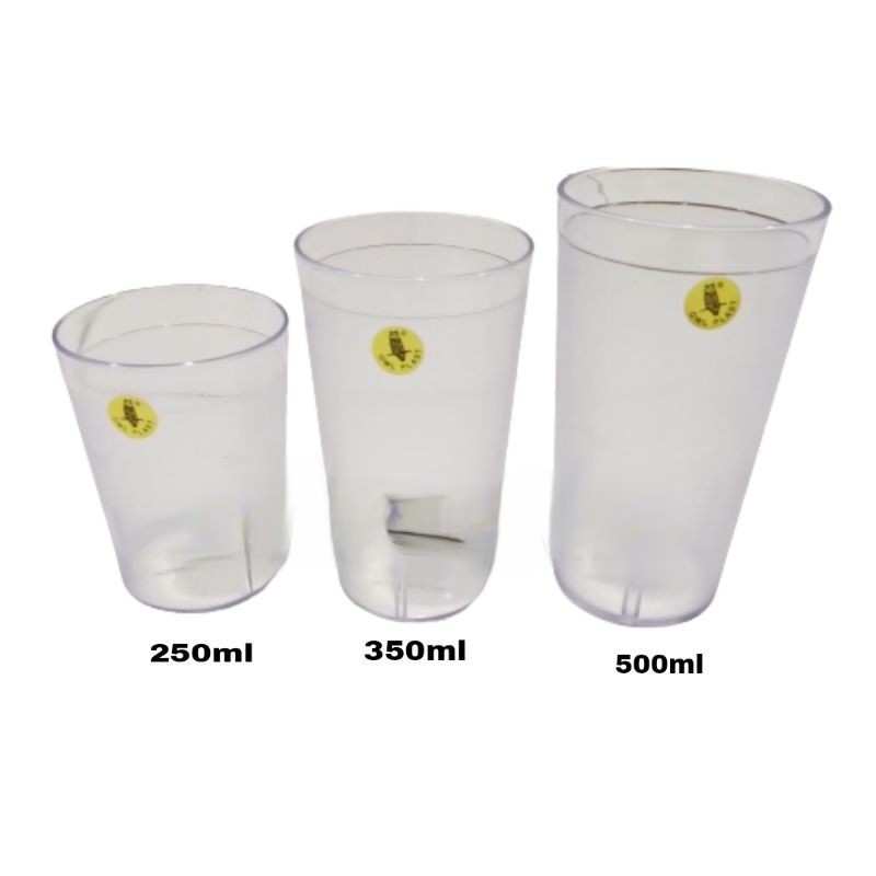 Gelas Melamin / melamine 6Pcs OWL Food Court Aklrilik Bening Anti Pecah 250ml 350ml 500ml