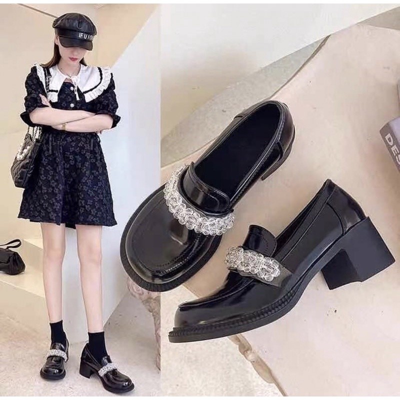 K622 sepatu pantofel wanita cewek loafer kekinian best seller hitam recommend wanita import realpict