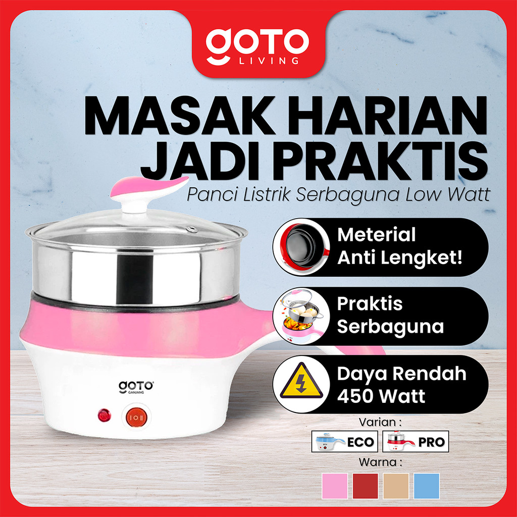 (Best Offer) Goto Ganjang Panci Listrik Multifungsi Minipan Anti Lengket Hotpot Electric