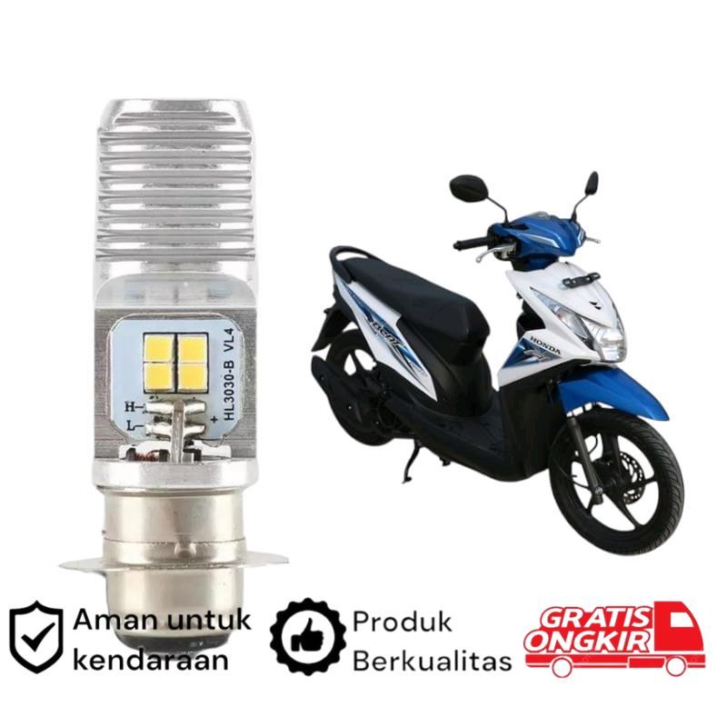 1pcs Lampu depan LED H6 6 Mata Putih terang motor Honda Beat FI 2014 2016 Koko