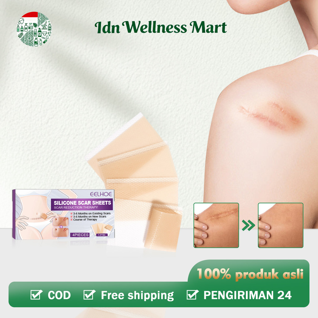 EELHOE Silicone Scar Sheets 4pcs Dermaline Silicone Keloid Keloplast Silicone Keloid Plester Scar Ta