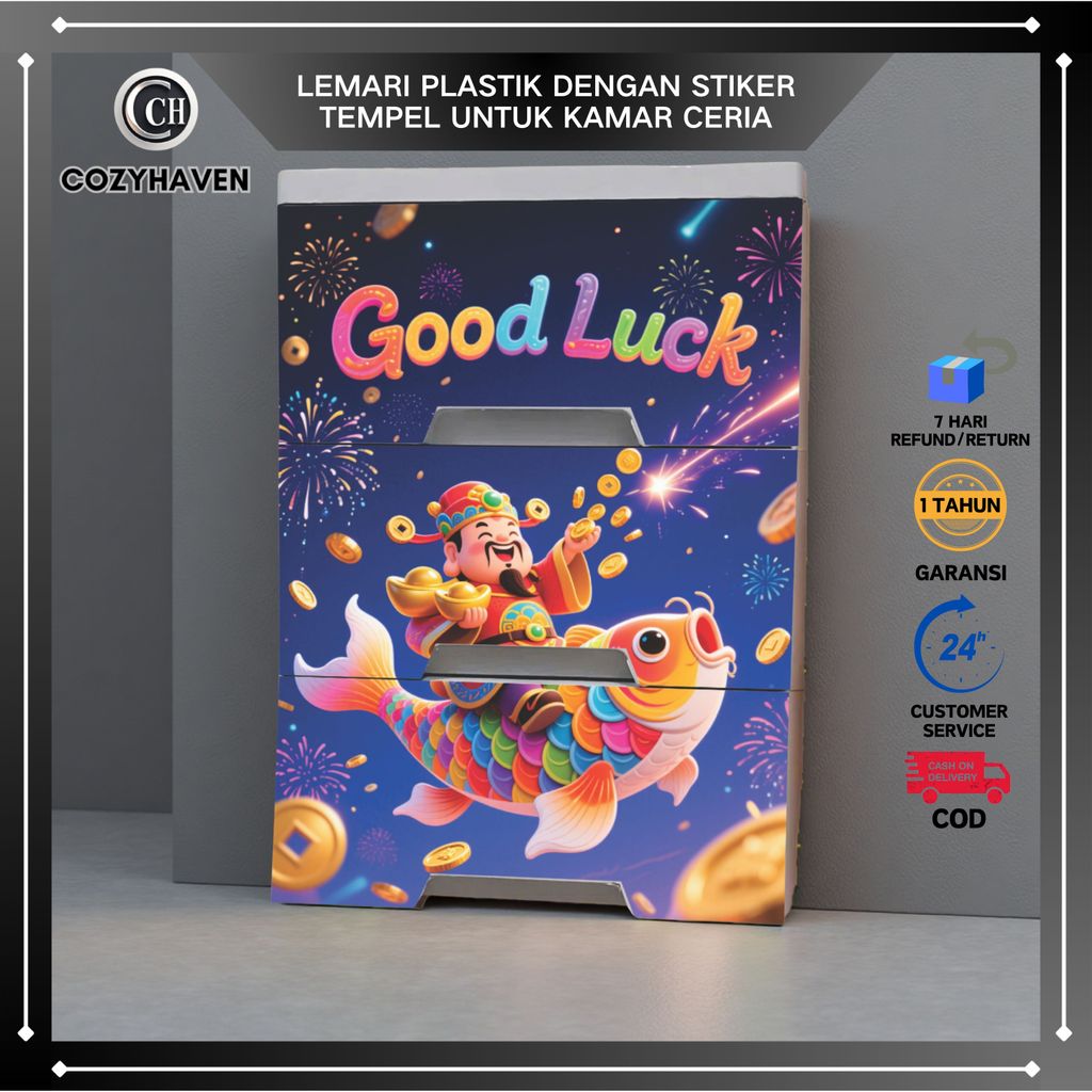 CozyHaven - Lemari Plastik Dengan Stiker Tempel Untuk Kamar Ceria