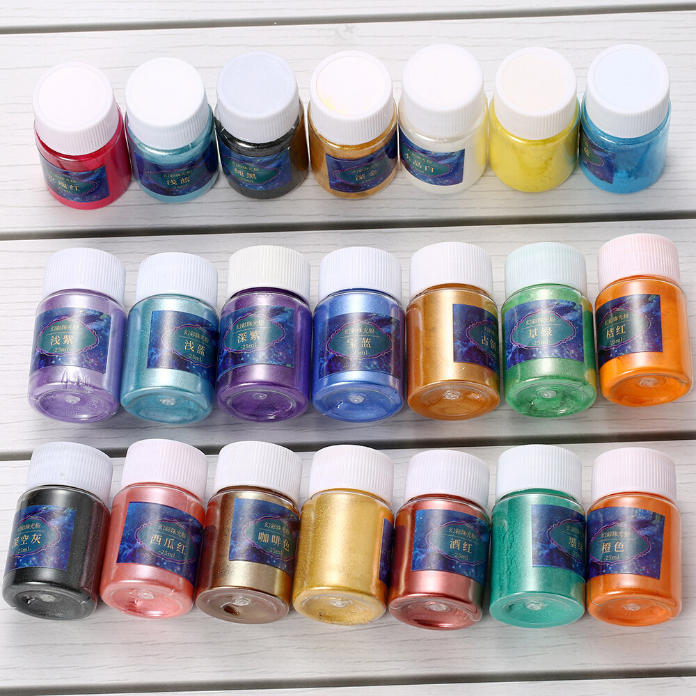 St.kunkka 25ML Bubuk Mika Multicolor Glitter Shimmer Bubuk Mutiara Bubuk Pigmen untuk Pembuatan Sabu