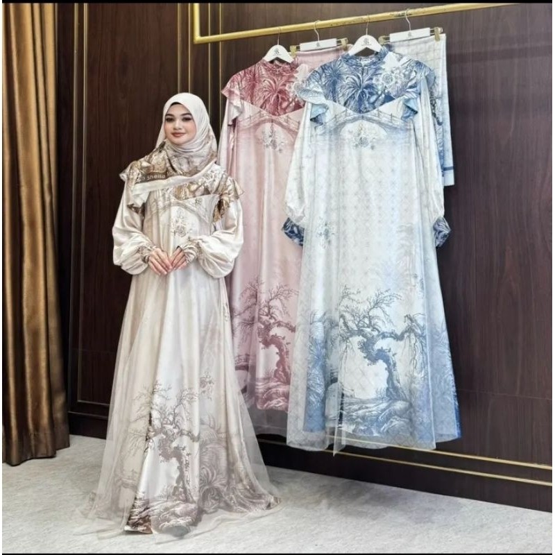 Promo Cuci Gudang gamis shella saukia printing/gamis ss/gamis shella saukia original/gamis shella sa