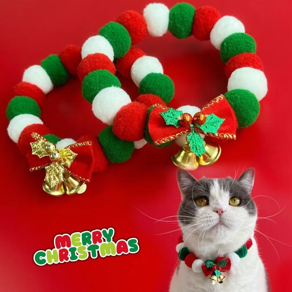 [Pet Wardrobe]Dekorasi Natal hewan peliharaan, syal kucing, kalung anak anjing Natal, lonceng lucu