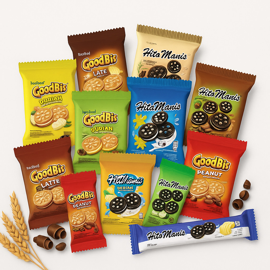 OKEBIS INAFOOD HITAM MANIS PAK ISI 12 GOODBIS CREAM BISKUIT 82gr BLUEBERRY COKELAT LEMON MELON COKLA