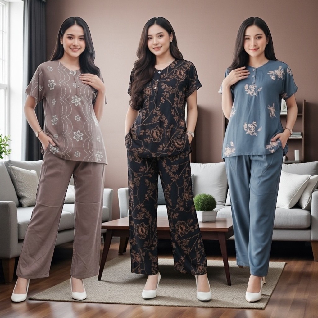 Setelan CP ANDIN One set Tyedye Piyama Rayon Premium Terbaru Batik Baju Tidur Wanita Cantik Kekinian