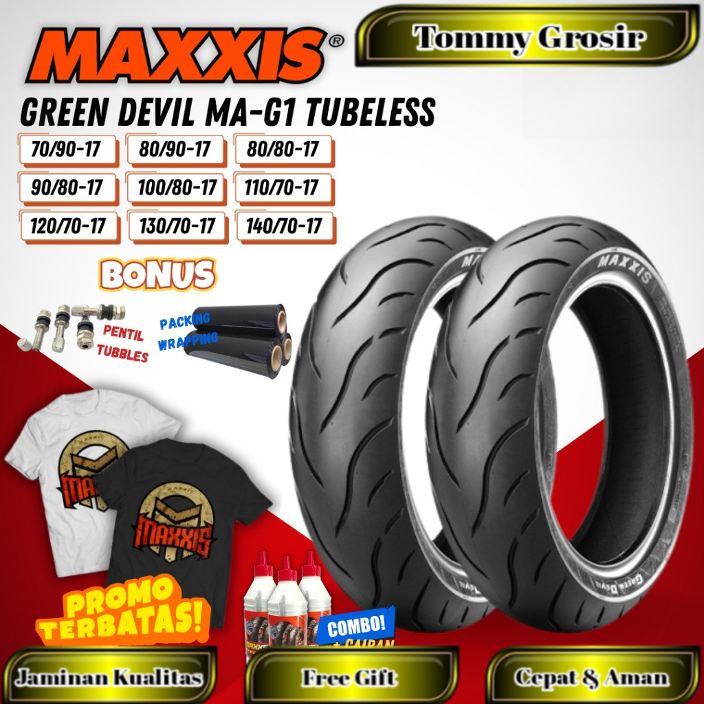 (FREE PENTIL + WRAPPING) BAN MAXXIS GREEN DEVIL ( 70/90 - 80/90 - 80/80 - 90/80 - 100/80 - 110/70 - 
