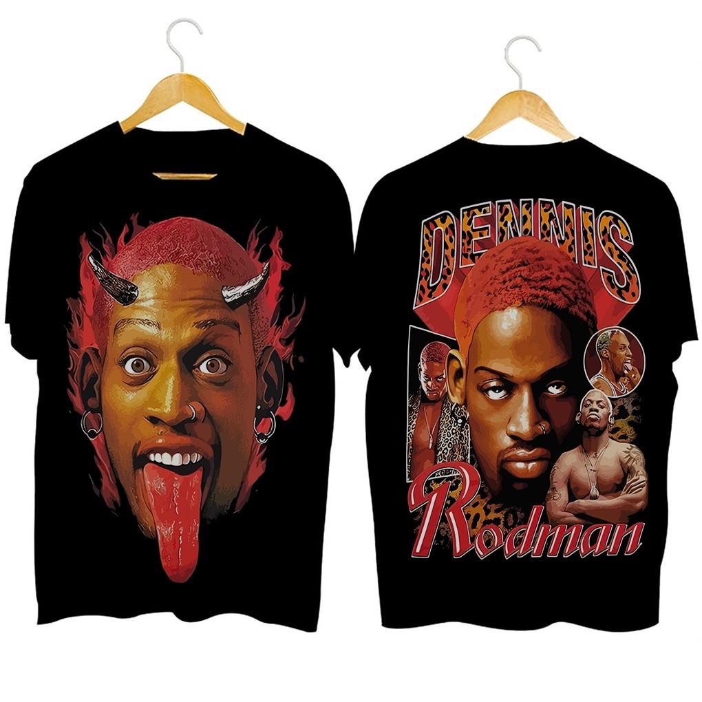 NBA Dennis Rodman  NBA shirt Tupac 2pac Vintage Style Cotton loose Oversized Streetwear Shirt tees