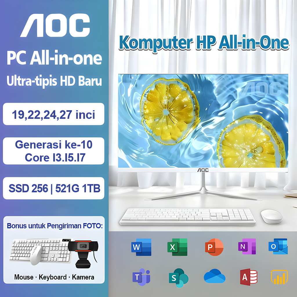 PC AOC All-in-One, model 19 inci dan 27 inci, resolusi HD terbaru, Super Tips, prosesor Intel Core i