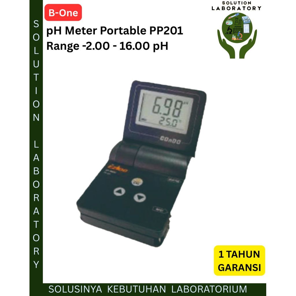 pH Meter Portable PP201 Range -2.00 - 16.00 pH