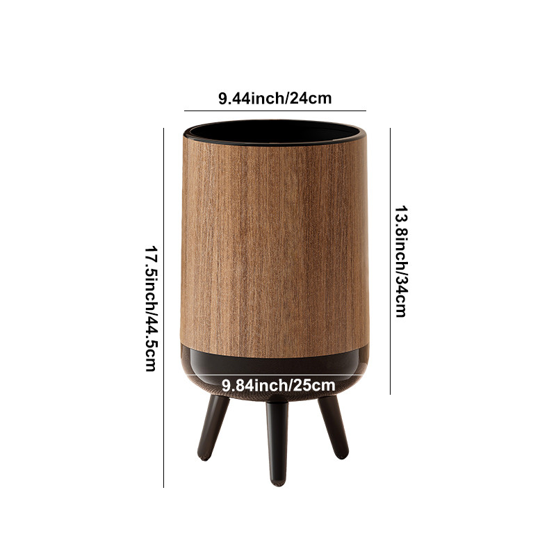 UFORU Retro household large-capacity wood-grain trash can, living room, kitchen and bathroom high ga
