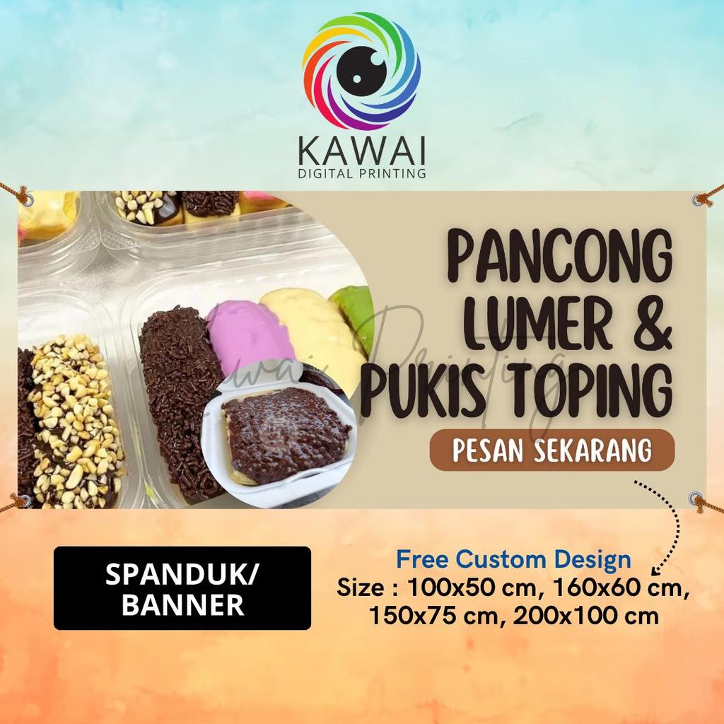Spanduk Banner MMT Pancong Lumer & Pukis Toping   Bisa Rekuest 200x100 Cm