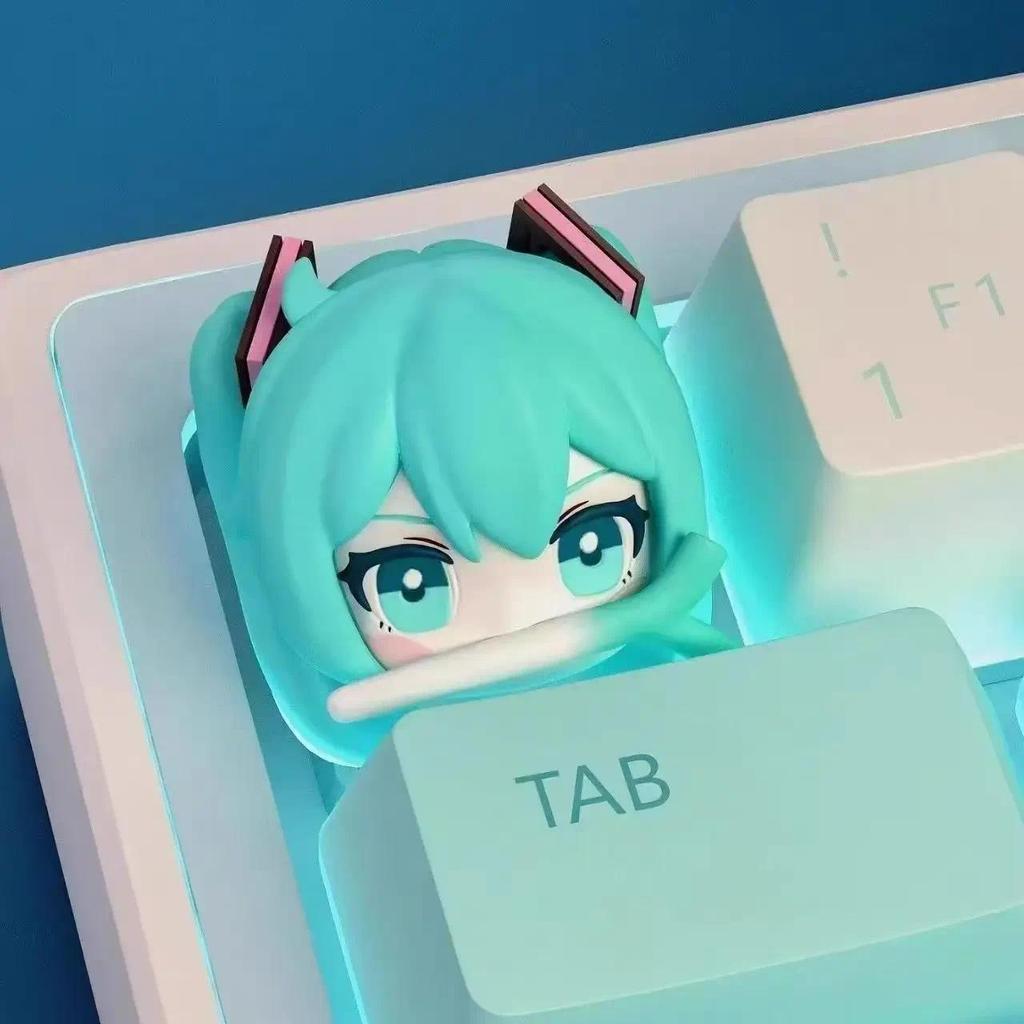 Cute Hatsune Miku Y Keycaps Anime Personality Cross Axis PBT Meanical Keyboard Keycap Decoration Car