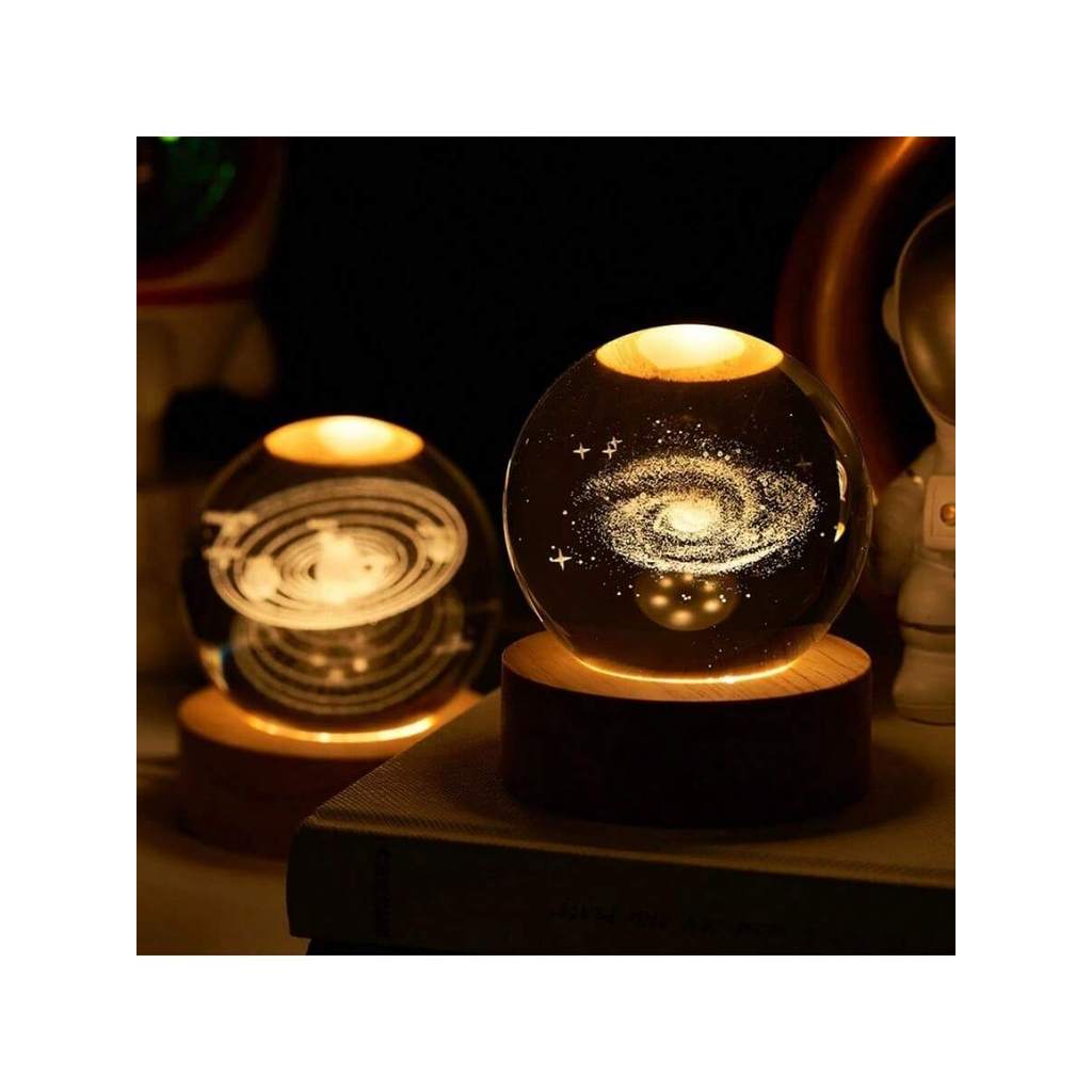 Customized ristmas gift 3D laser carved crystal ball, wooden crystal snowball, custom desktop orname