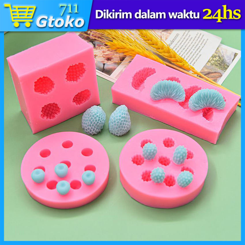 Cetakan Silikon Cokelat Fondant Pudding Bentuk Buah Strawberry / Blueberry / Raspberry / Orange