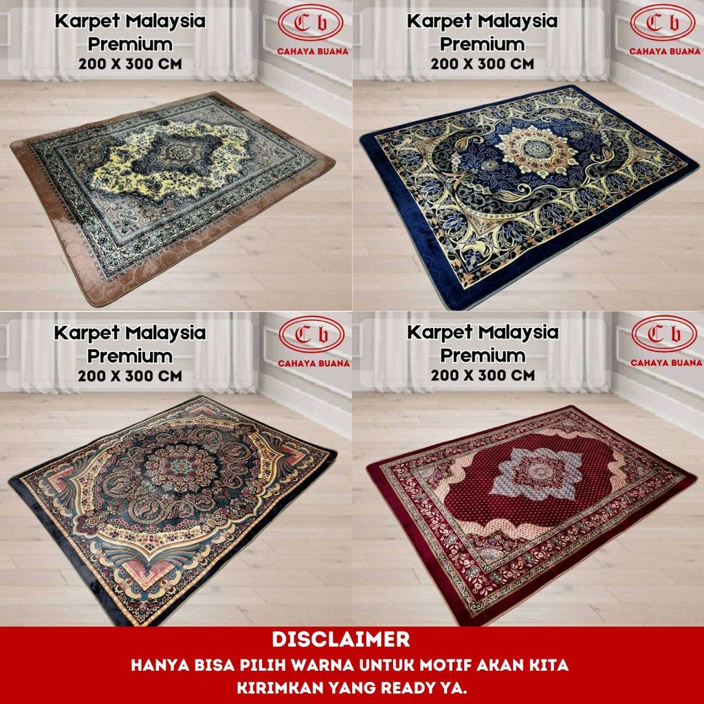 KARPET MALAYSIA PREMIUM QUALITY BAHAN TEBAL ANTI SLIP UK 200 X 300 cm