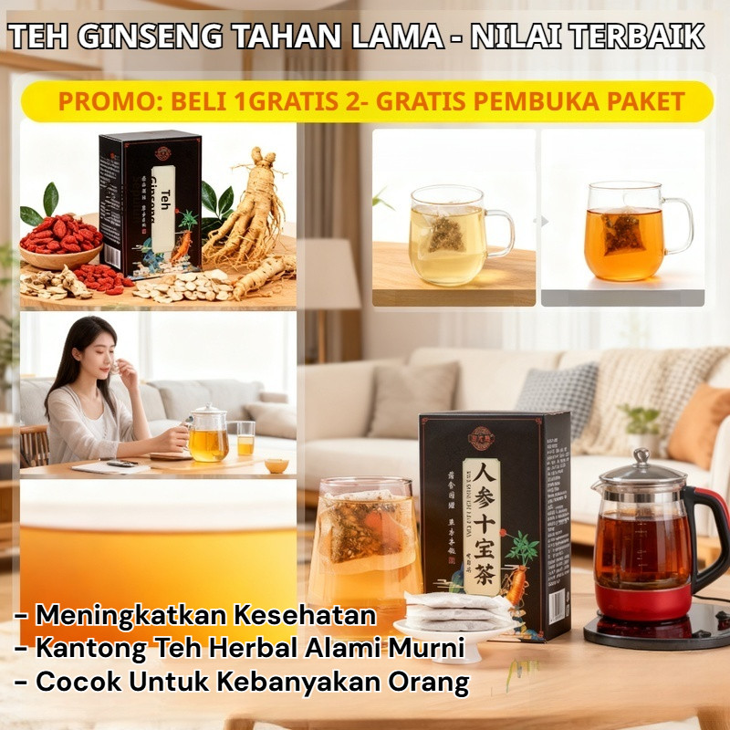 [Beli 1 Gratis 2] Teh Kesehatan Ginseng Dan Goji / Herbal Tea Ginseng Maca Premium / Teh Ginseng / T