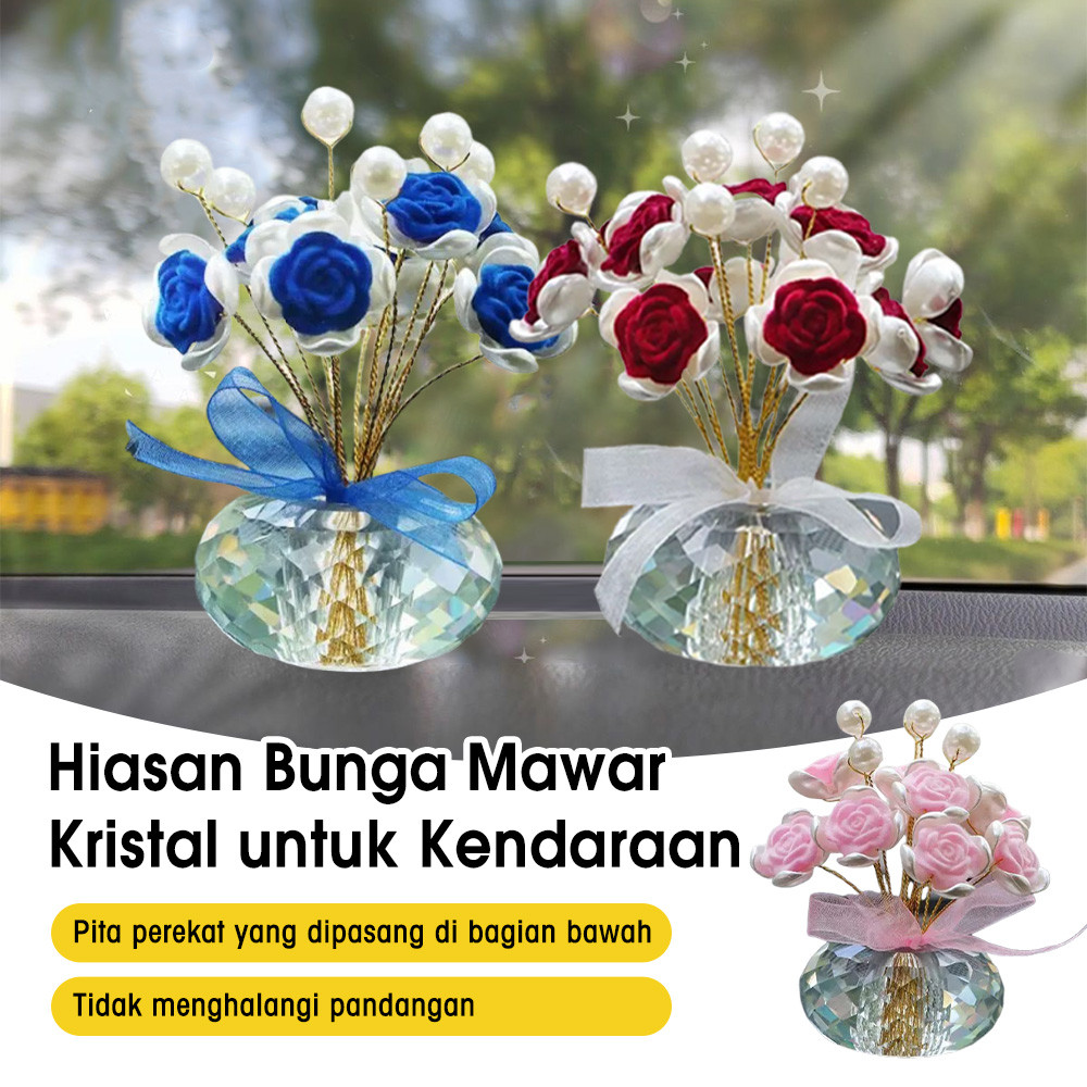 Ornamen Parfum Aromaterapi Mawar Kristal /Aksesoris Bunga Tuk Mobil /Parfum Mobil Mewah Tahan Lama /