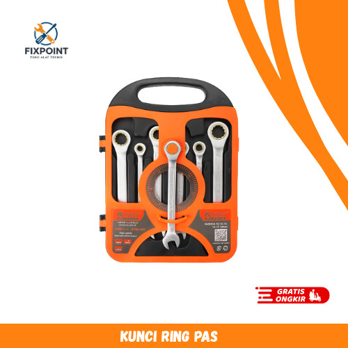 Kapusi Kunci Ringpas Rachet Kuningan 1 Set 8-19 MM K-7732 Alat Perkakas