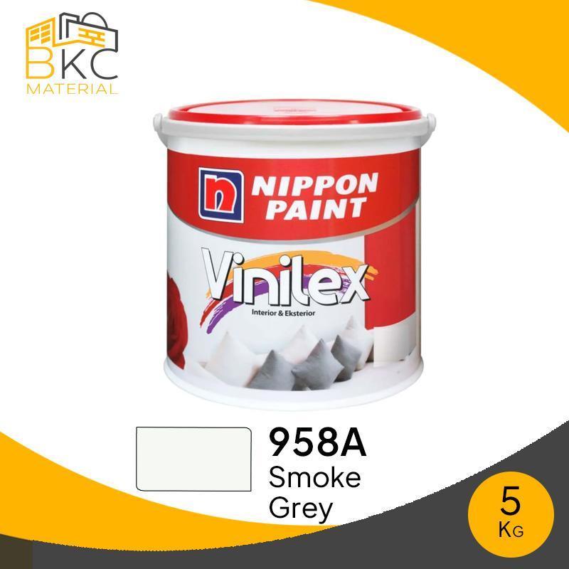 Cat Tembok NIPPON PAINT Vinilex Interior dan Eksterior 958A Smokey Grey 5 kg (Galon)