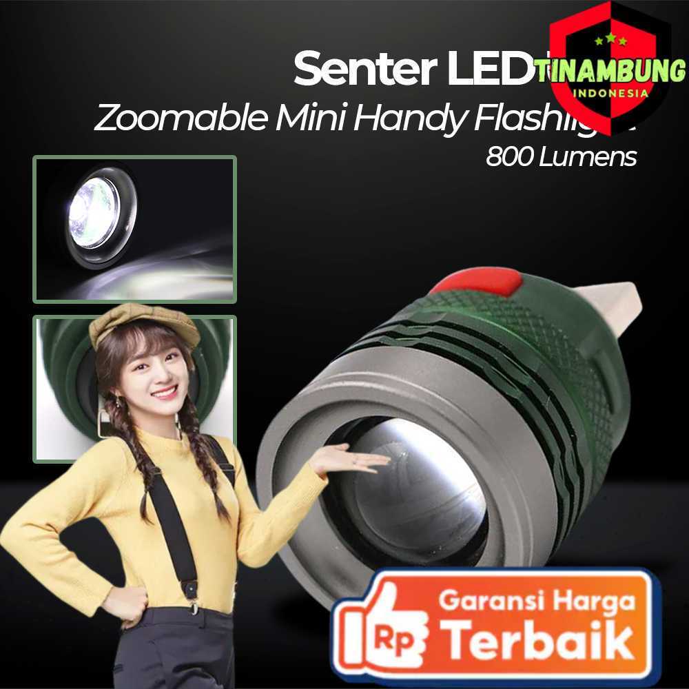 Senter LED USB Zoomable Mini Handy Flashlight 800 Lumens