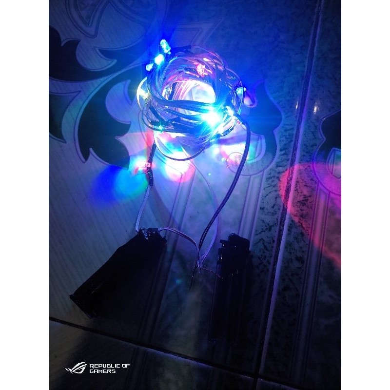 NMZSHOP Lampu layangan rgb disco PANJANG 10M sudah sensor cahaya dan modul powerbank