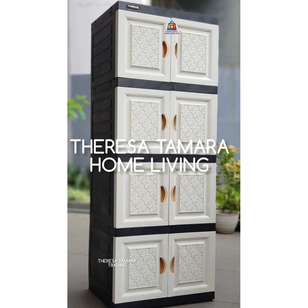 LEMARI PLASTIK PAKAIAN NAPOLLY MCAB 4 BATIQ SUSUN 4 EXCLUSIVE DESIGN 8 PINTU