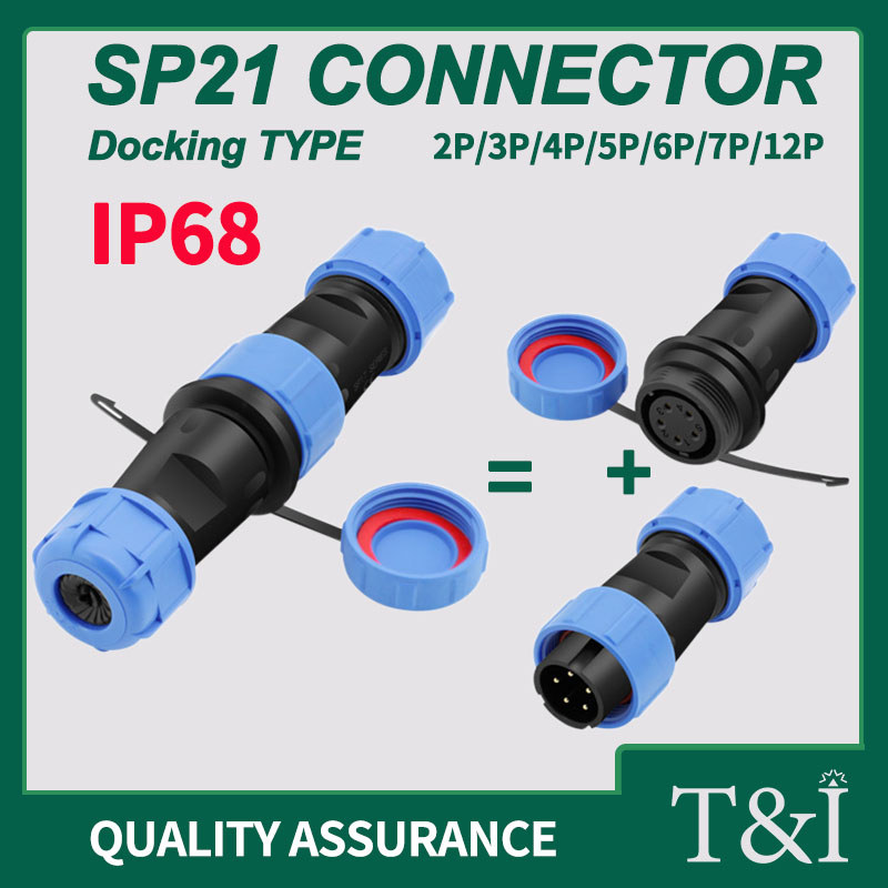 IP68 SP21 Connector Docking Type Waterproof Male and Female Butt Aviation Socket 2/3/4/5/6/7/9/12 P 