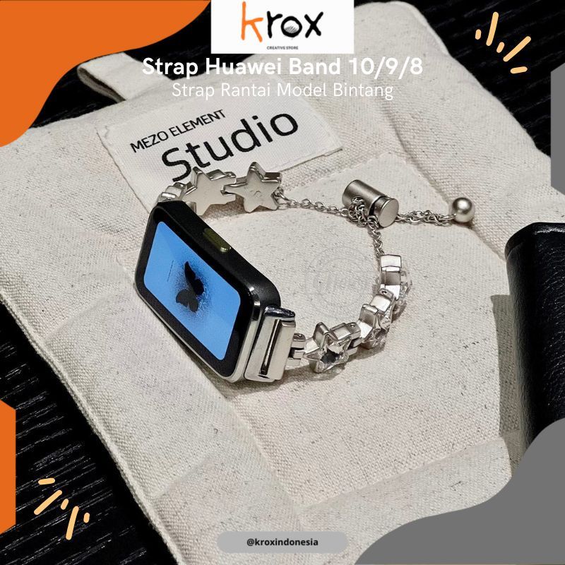 Tali Wanita Strap Huawei Band 10 / 9 / 8 Rantai Bintang Aksesoris Jam Wanita Huawei Band 10 Strap Ba
