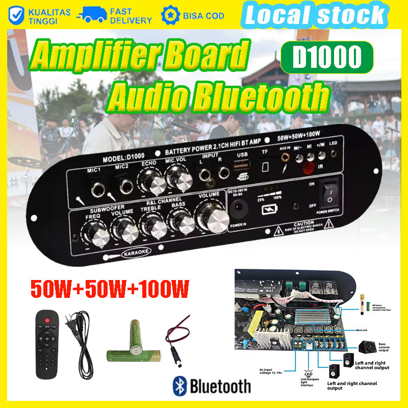 D800 D900 D1000 Amplifier Board Audio Bluetooth USB FM Subwoofer Karaoke Amplifiers Speaker Full Bas