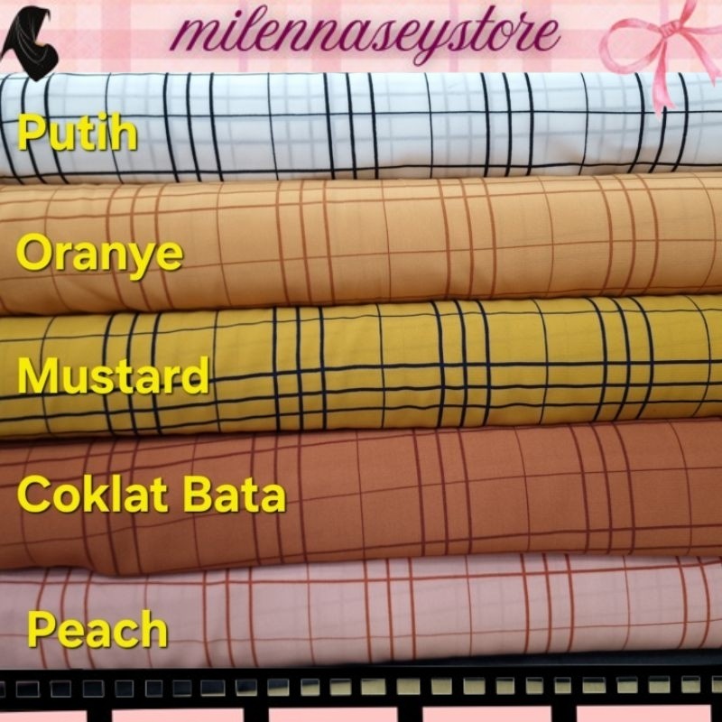 TRENDING NEW ARIVAL Kain Woolpeach Wolfis Lebar 150 cm Motif Kotak (Harga per 0,5m) SKPD