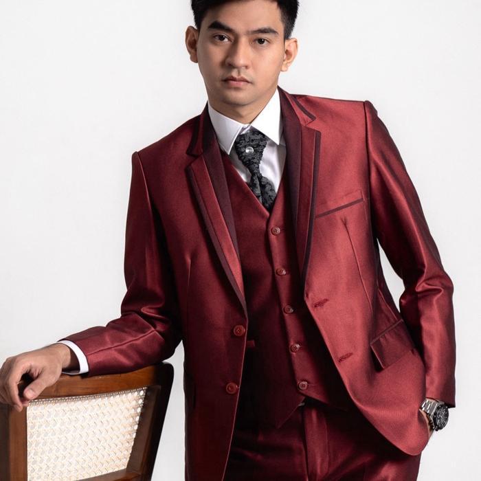 Atasan Jas Pengantin Pria Semi Wool Glossy Jas Wedding Jas Nikah (Only Jas) - YUNG - HITAM, L