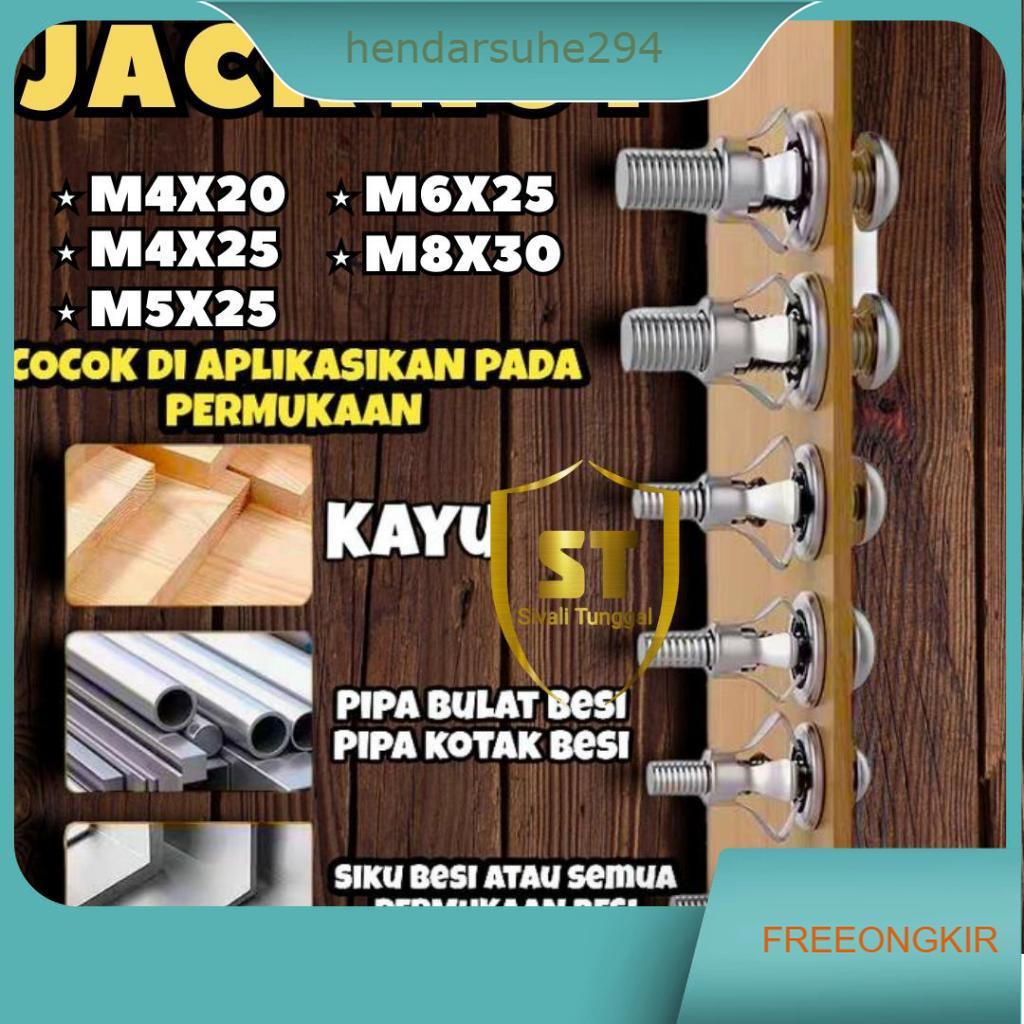 (100 PCS) JACK NUT METAL - RIVET NUT M4 M5 M6 M8 PLAT METAL MUR BAUT SEKRUP FISHER SKRUP