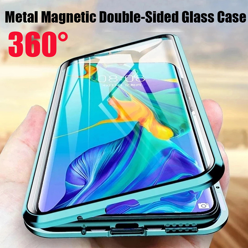 360°Full Protection Metal Magnetic Phone Case For Honor 400 90 Double-Sided Glass Bumper Cover For H