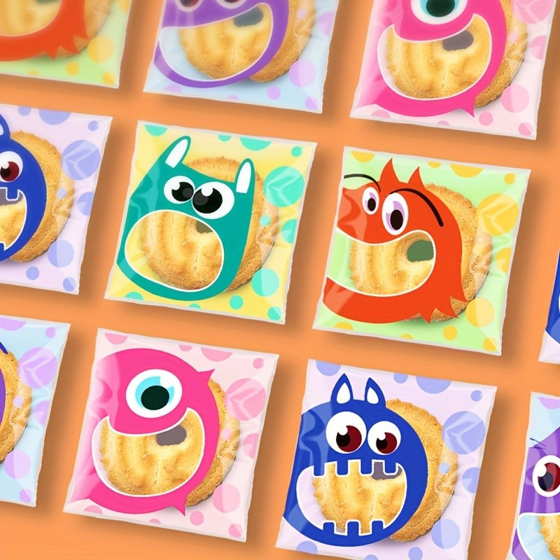 100pcs Cartoon Cute Self-Sealing Bags Transparent Plastic, Perfect For Baking, Gifts & Stationery Co