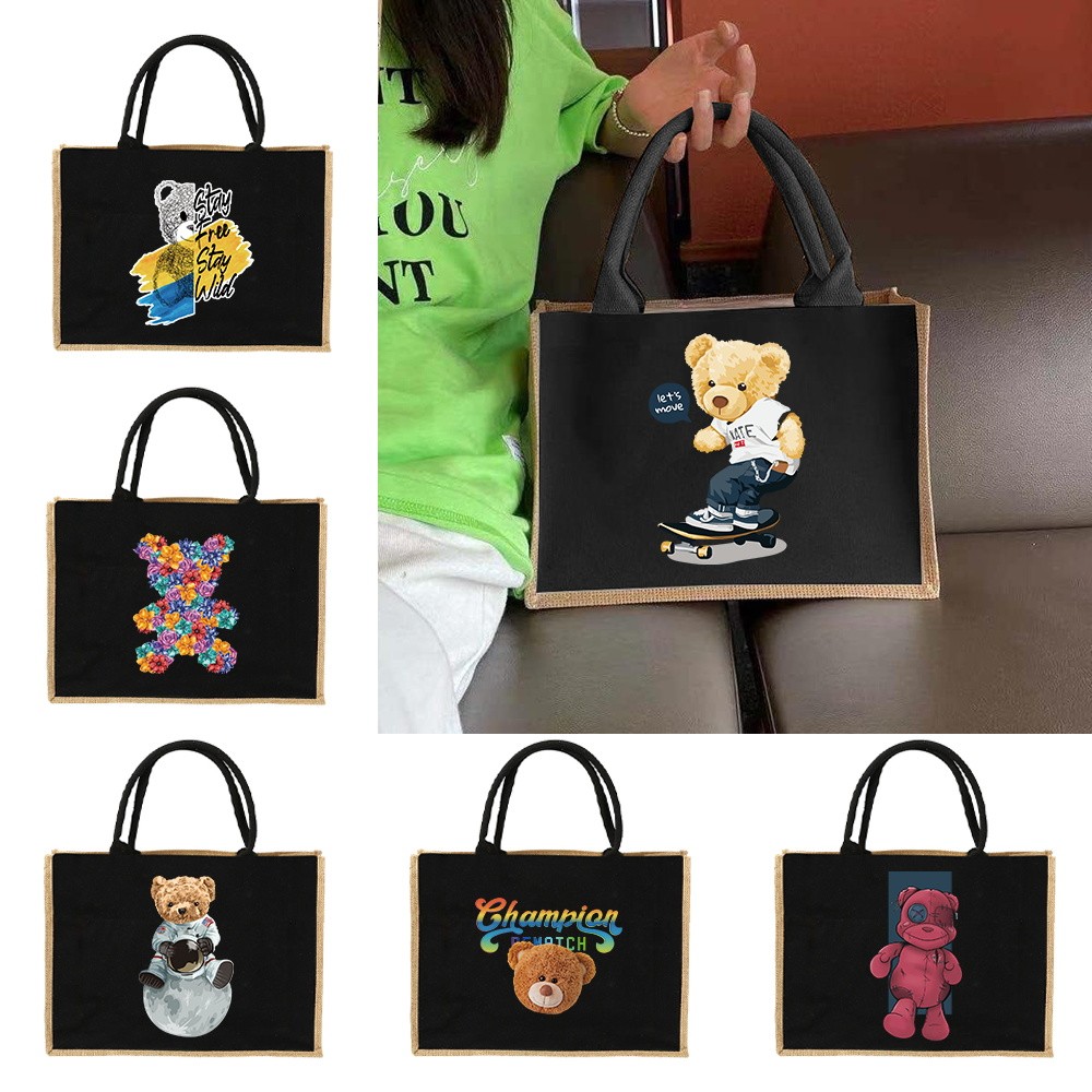 Jute Bag Handbag Linen Tote shoulder handbag Sacks Jute Imitation Linen Bags Women Shopping Bags Des