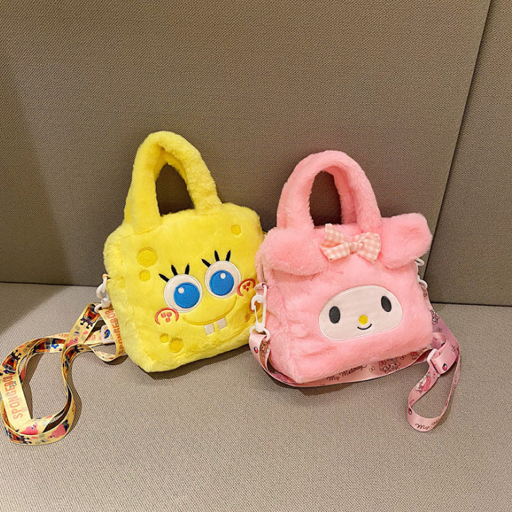 T6263 Tas Selempang Bahan Bulu Halus Shoulder Bag Motif Karakter Lucu  Tas Pinggang Anak Perempuan C