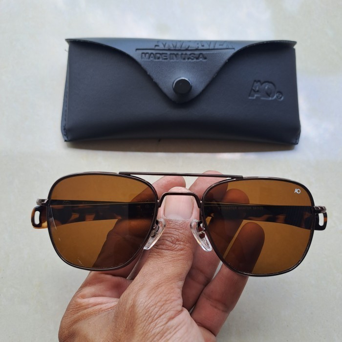 kacamata rayban pilot ao american optical frame coklat kaca coklat